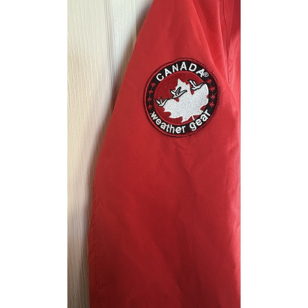 Canada Weathergear Women's Large Red Parka Coat Button Up Hooded Warm Winter - Picture 2 of 10